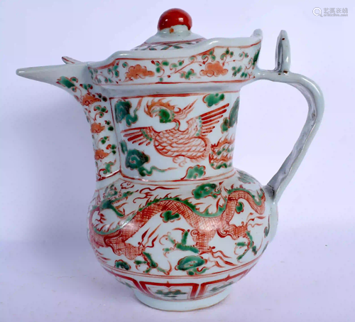 A CHINESE WUCAI PORCELAIN JUG AND COVER 20th Century,