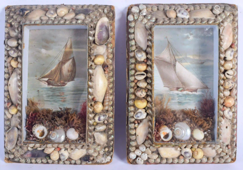 A RARE PAIR OF LATE VICTORIAN SHELL ENCRUSTED SAILO…