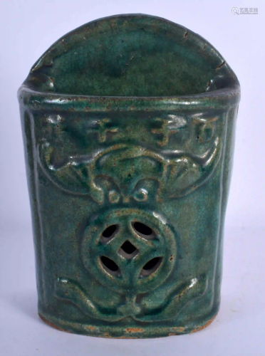 A 19TH CENTURY CHINESE GREEN GLAZED POTTERY WALL