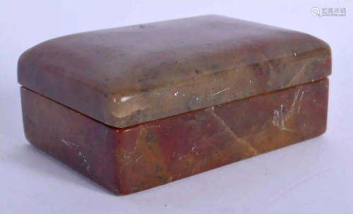 A 19TH CENTURY CHINESE CARVED SOAPSTONE BOX AND CO…