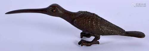 A JAPANESE BRONZE OKIMONO modelled as a bird. 14 cm