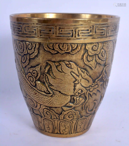A 19TH CENTURY CHINESE BRONZE BEAKER FORM VASE Qing,