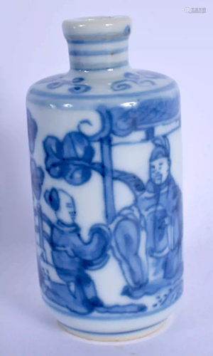 A 19TH CENTURY CHINESE BLUE AND WHITE PORCELAIN SNUFF