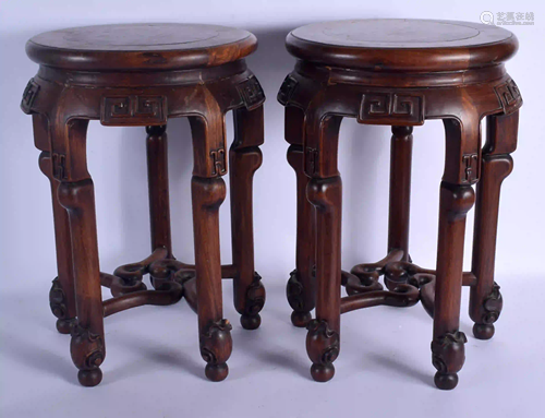 A PAIR OF 19TH CENTURY CHINESE CARVED HONGMU AND