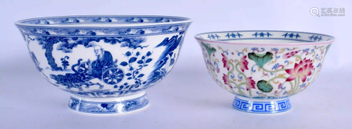 TWO CHINESE PORCELAIN BOWLS 20th Century. Largest 15 cm