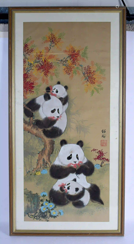 Chinese School (20th Century) Watercolour, Pandas.