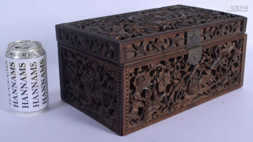 A LARGE 19TH CENTURY CHINESE CARVED HONGMU CASKE…