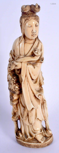 A 19TH CENTURY CHINESE CARVED BONE FIGURE OF GUANYIN