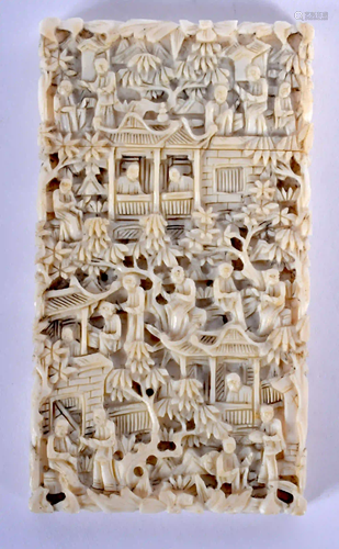 A 19TH CENTURY CHINESE CARVED CANTON BONE CARD CAS…