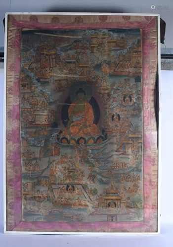 AN 18TH/19TH CENTURY CHINESE TIBETAN PAINTED