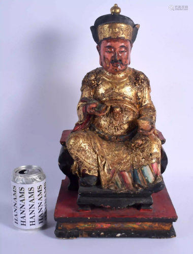 A LARGE 19TH CENTURY CHINESE GILTWOOD FIGURE OF AN