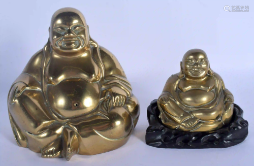 TWO EARLY 20TH CENTURY CHINESE POLISHED BRONZE BUDDH…