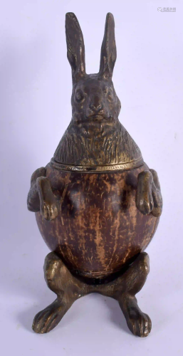 A RARE 19TH CENTURY BRONZE AND COCONUT FORM INK…