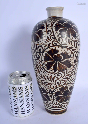 A CHINESE QING DYNASTY CHIZOU POTTERY VASE painted with