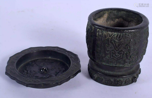 A CHINESE MING DYNASTY BRONZE CENSER together with a