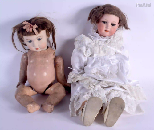 AN ARMAND MARSEILLE BISQUE HEADED DOLL together with