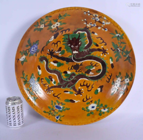 A VERY LARGE 19TH CENTURY CHINESE SANCAI GLAZED