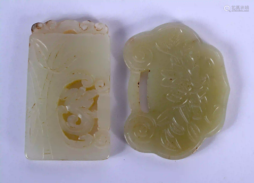 TWO EARLY 20TH CENTURY CHINESE CARVED JADE PLAQUES Late