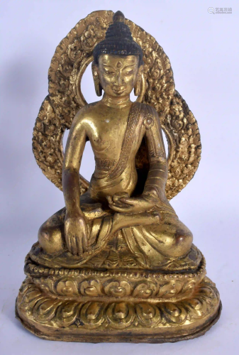 A 19TH CENTURY CHINESE TIBETAN BRONZE FIGURE OF BUDDHA