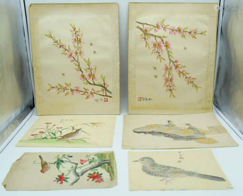 Collection of Chinese watercolours and silks largest