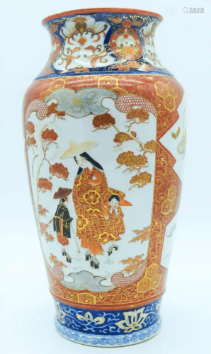 A large Japanese Kutani vase decorated with figures and