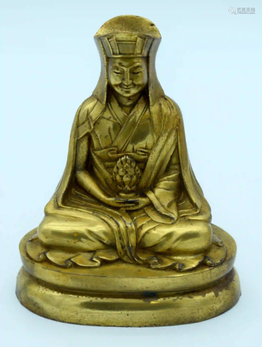A Chinese Tibetan gilt Bronze Buddha 15cm .