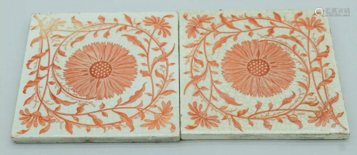 Two Victorian Minton Transfer printed tiles 15.5 x