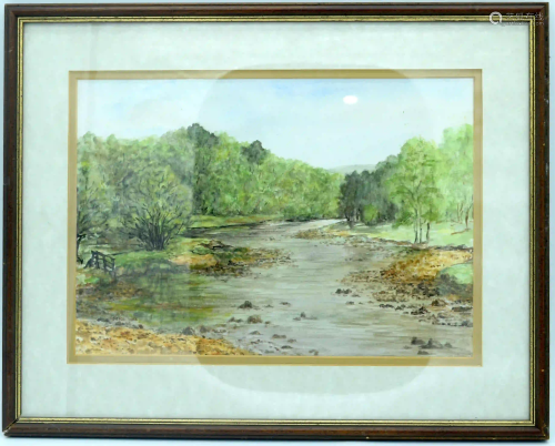 A Framed watercolour of a River Tyne by Joyce York 1996