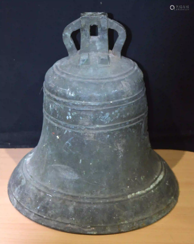 A large Bronze bell dated 1854 40 x 37 cm.