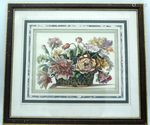 A Colour Lithograph of flowers in a bowl 35.5 x 27cm.
