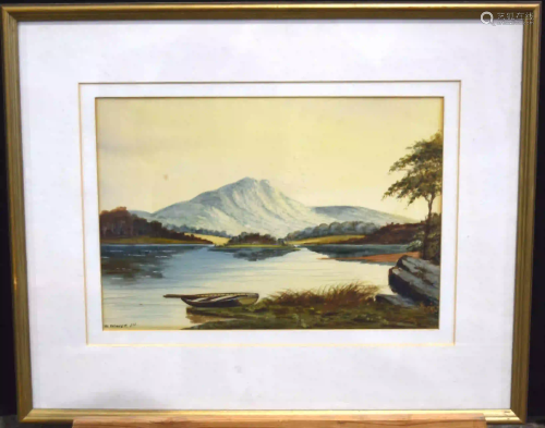 William Glover 1836 -1916 framed Watercolour Lake scene