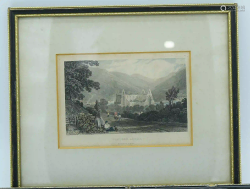 Small coloured Lithographic print of Tintern Abbey and