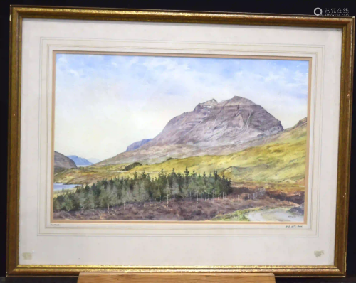 D Reid Framed watercolour of Liathach mountain scene