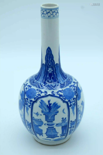 A Chinese blue and white porcelain vase decorated with