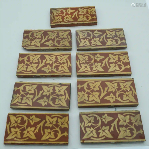 Collection of Minton Surround tiles 15 x 7.5 cm (9).