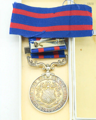 Bolton Police 1943 silver medal, Truncheon and Whistle