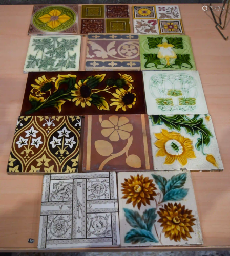 Collection of Victorian Tiles largest 31 x 16 cm (13).