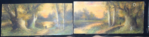 Two Oil on boards of rural scenes 25 x 56cm.