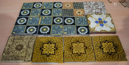 Collection of Victorian Tiles some Minton largest 15 x