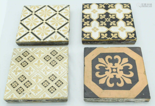 Four Victorian Neo Gothic tiles 15 x 15 cm (3).