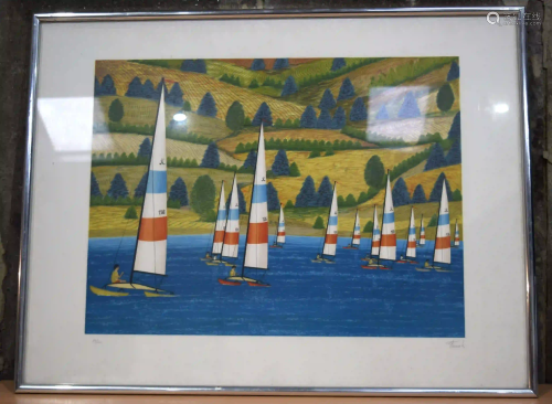 Fanch Ledan Limited edition Colour lithograph sailing