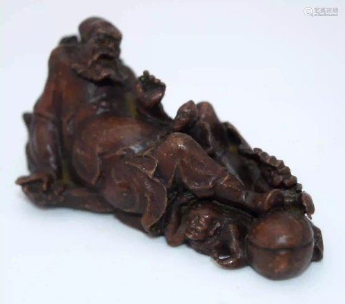 A Japanese small bronze figure of a male 6cm.
