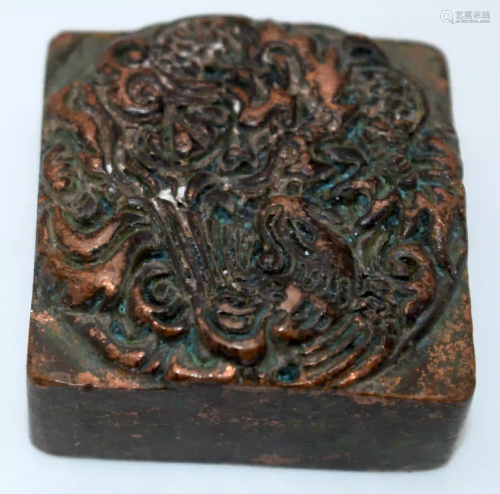 A Chinese bronze seal 4 x 2 cm .