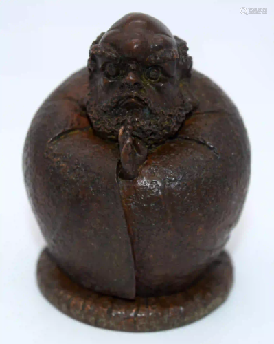 A Japanese small bronze figure of a male 12cm.