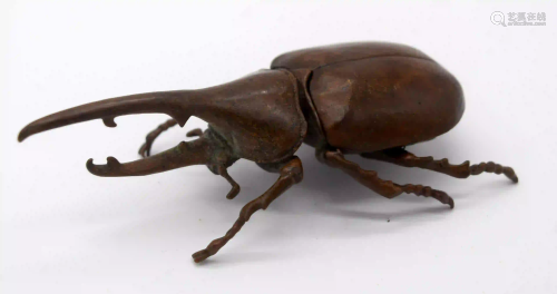 A Japanese small bronze beetle 12cm.