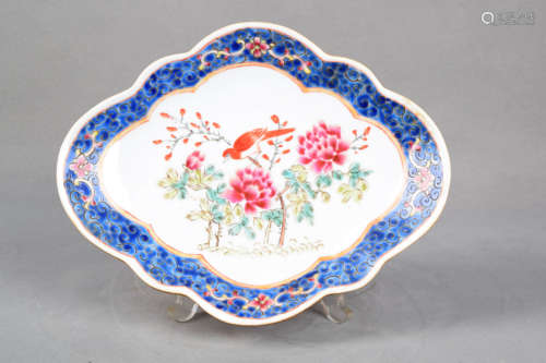 A Famille Rose Bird and Flower Porcelain Plate