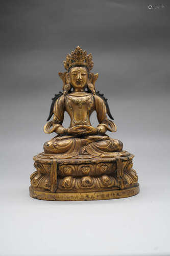 A Gilding Copper Sitting Bodhisattva Statue