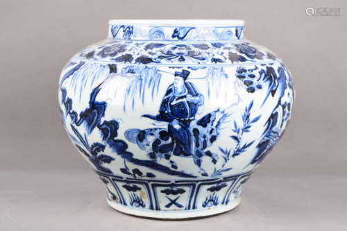 A Blue and White Figure Porcelain Jar