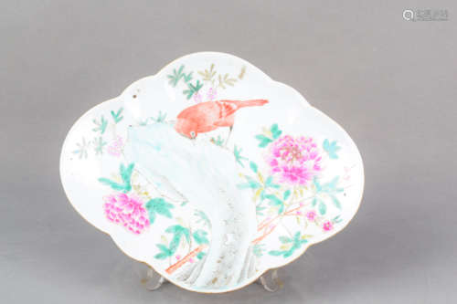 A Famille Rose Bird and Flower Porcelain Plate