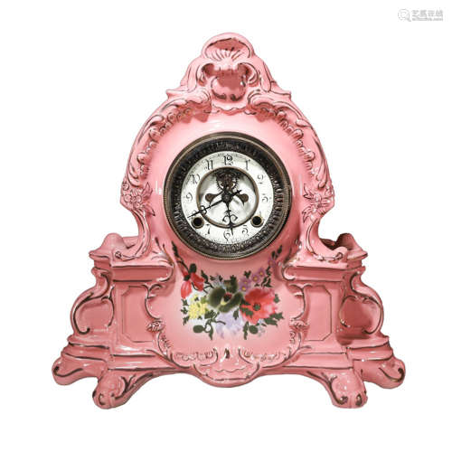 A Flower Porcelain-shelled Mechanical Clock